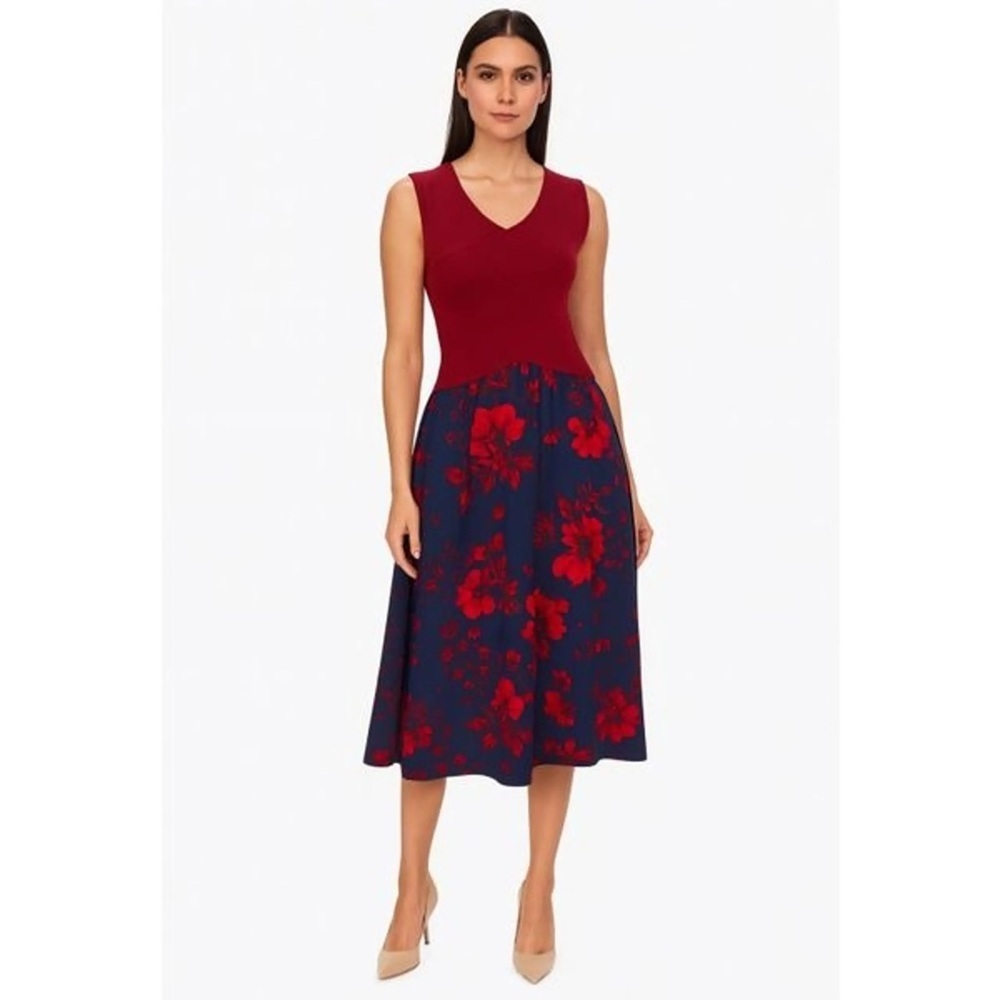Sachin & Babi Floral Midi Dress in Red/Blue - 6